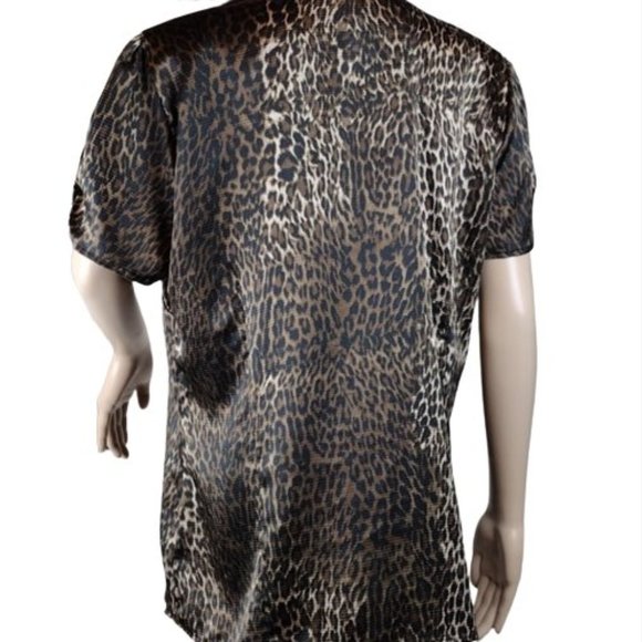 Apt. 9 Animal Print Button Front Silky Blouse XL - Picture 3 of 10